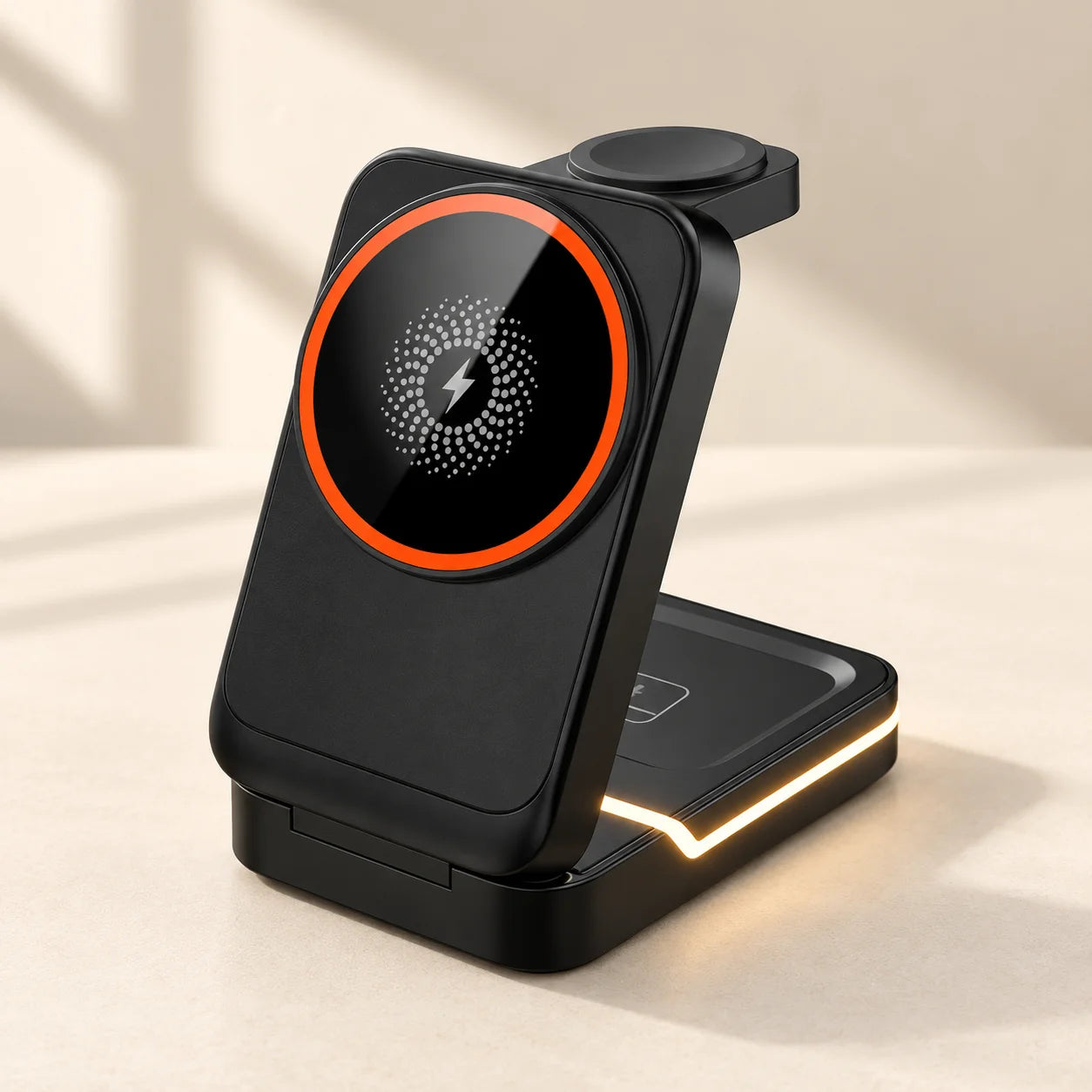 Black FoldCharge charging station, open